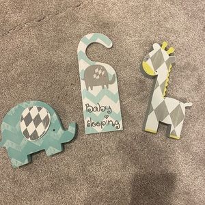 Nursery decor, animals, mint color